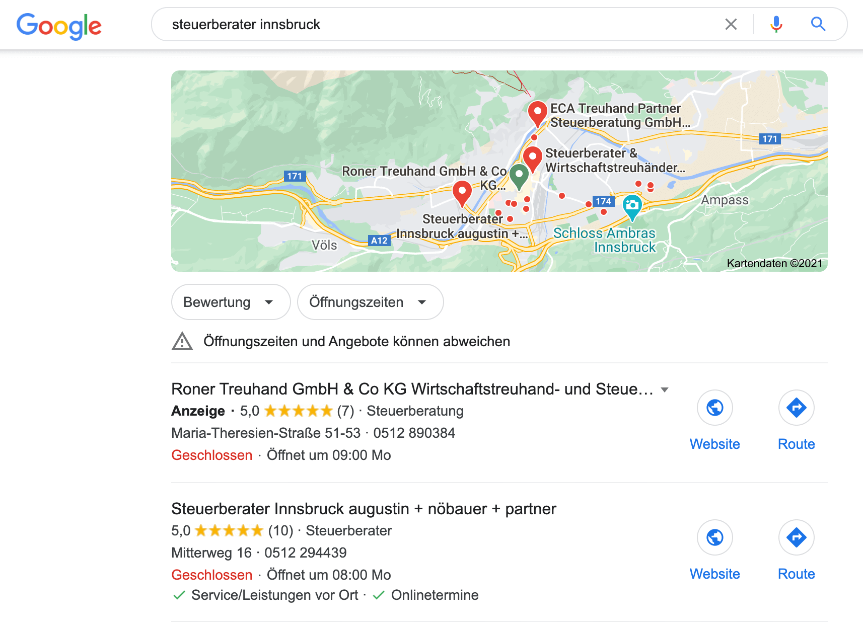 google-suchergebnisse