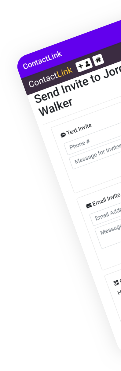 App Mockup, Send Invite
