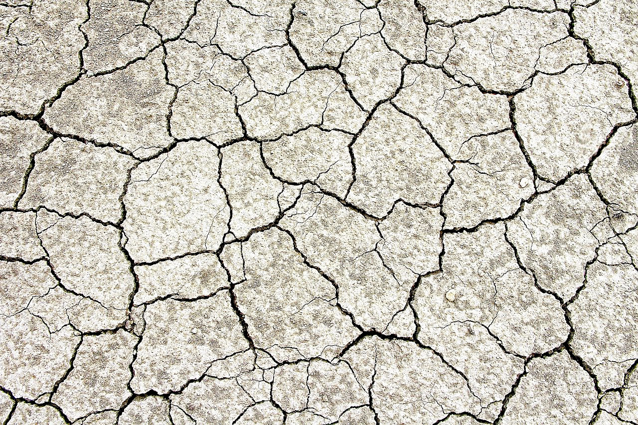 Imagem de um solo cheio de rachaduras