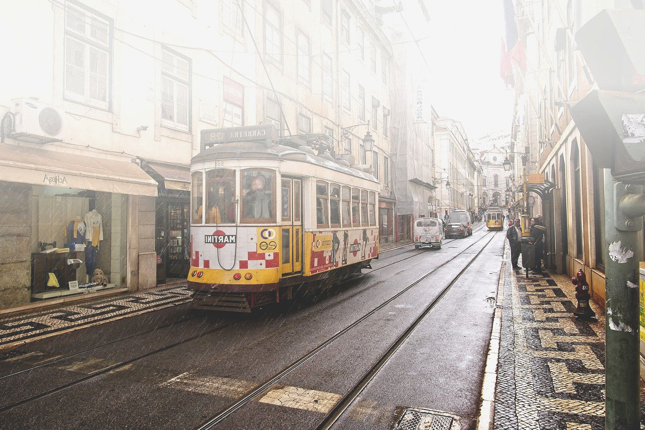 Imagem de um bonde em Lisboa em Portugal