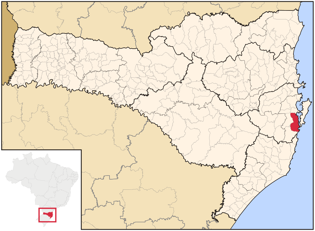 Imagem da Localização de Palhoça em Santa Catarina, Brasil.