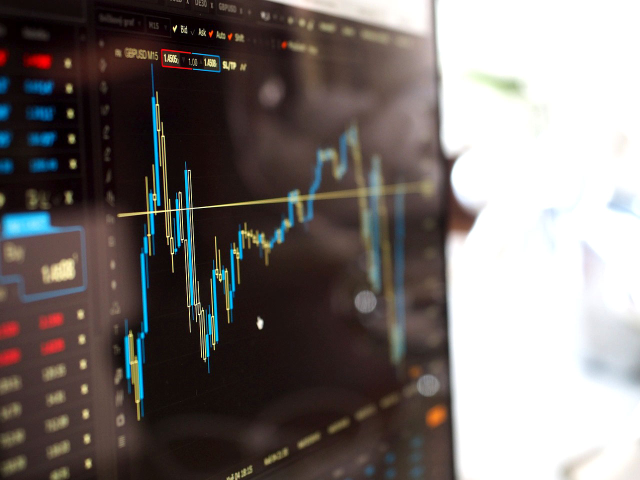 Imagem de um painel gráfico mostrando variações de mercado
