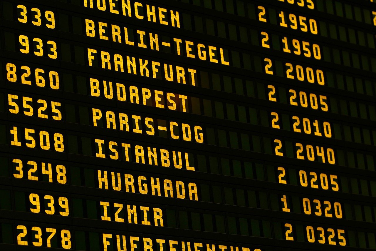 Imagem do painel de voo de um aeroporto
