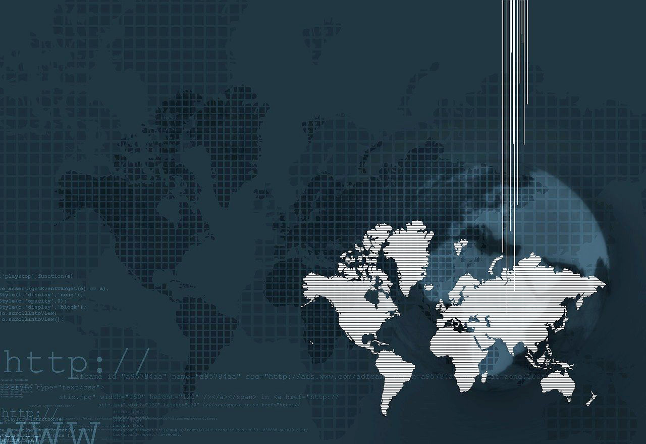 Ilustração abstrata do mapa-múndi e a globalização