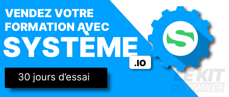 Bannière publicitaire pour le logiciel de tunnel de vente Systeme.io
