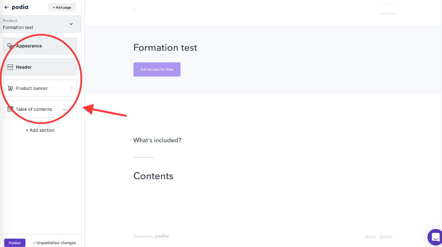Modifier les blocs dans l'éditeur de page