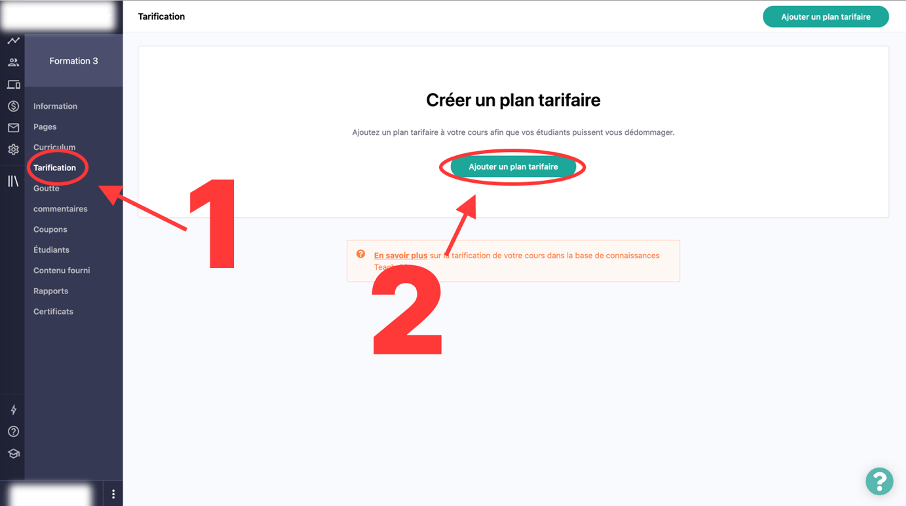 Ajouter un prix à sa formation en ligne