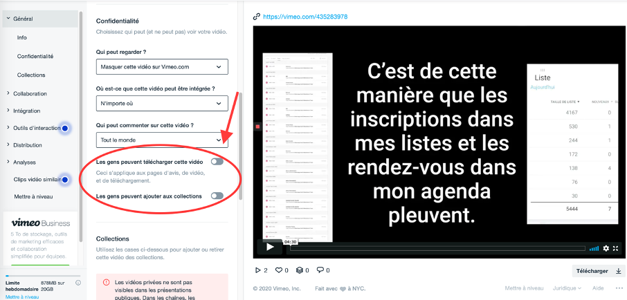 Bouton pour supprimer le téléchargement des vidéos