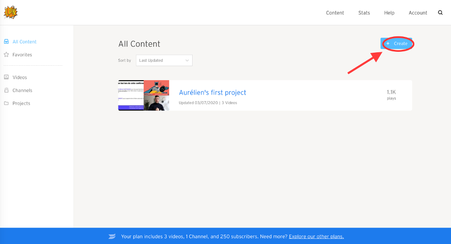 Bouton pour héberger une nouvelle vidéo sur Wistia
