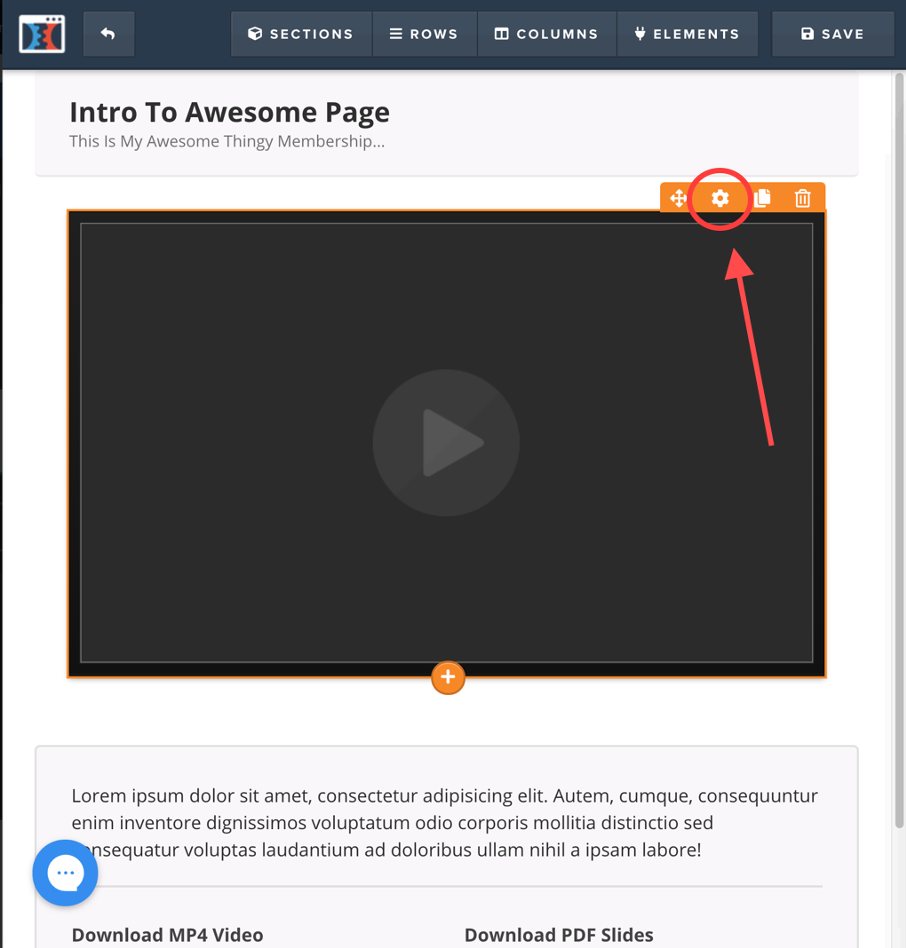 Bouton pour paramétrer sa vidéo