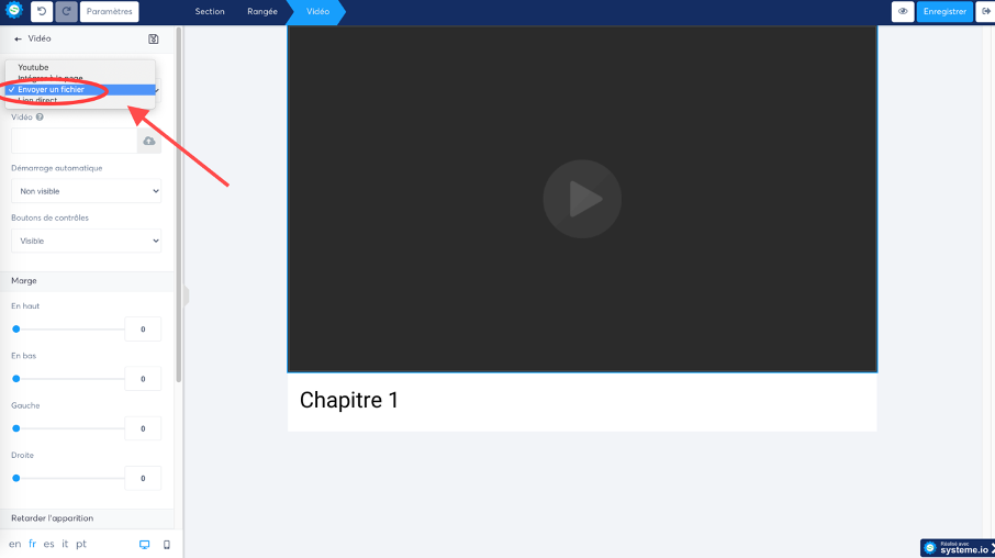 Choix du type de vidéo à héberger