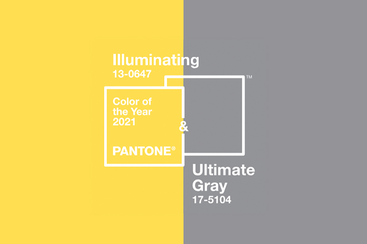 Cores Pantone do ano 2021 dividindo imagem em 2 lados