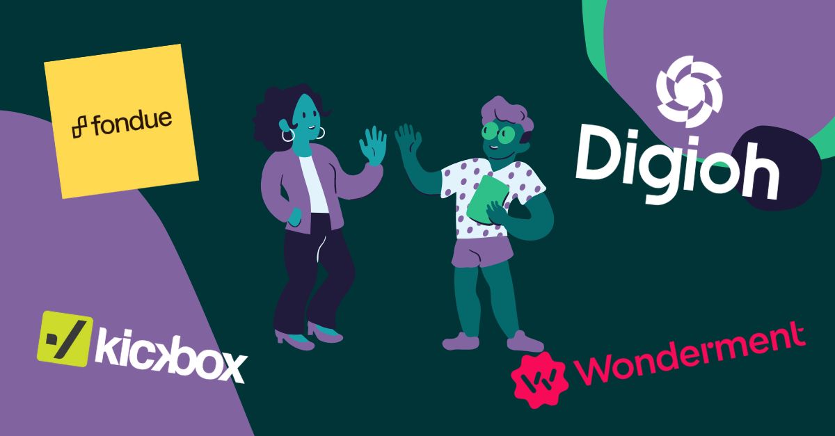 logos of brands that help reduce ecommerce return rates including digioh, fondue, kickbox, and wonderment