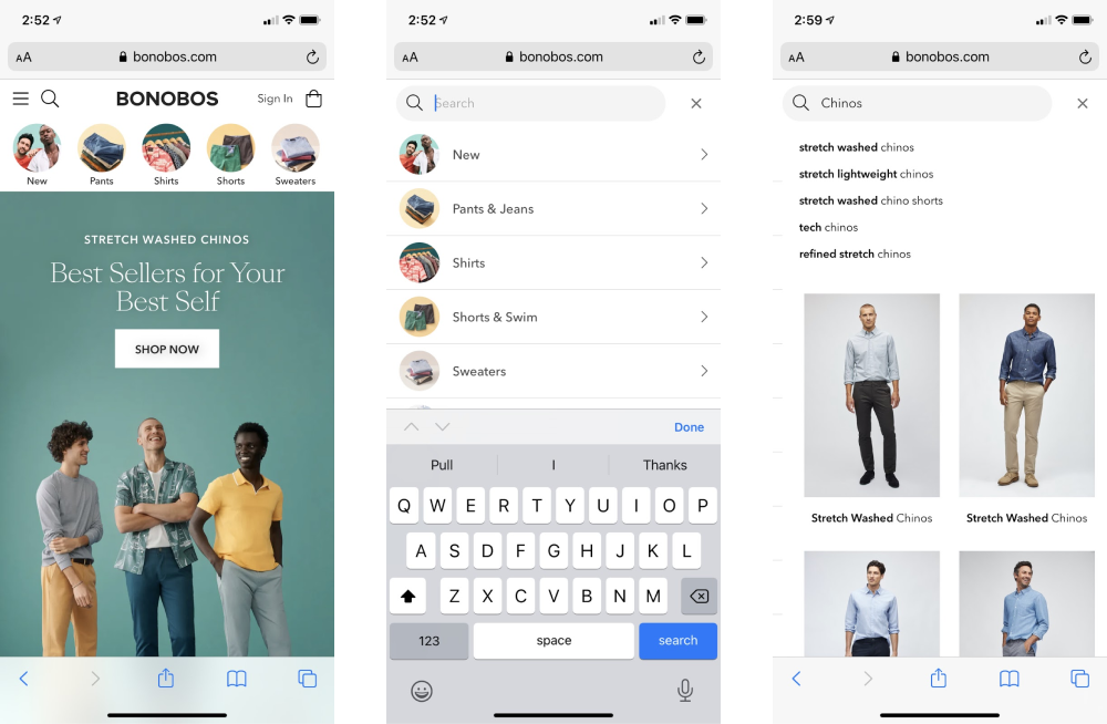 mobile ecommerce search