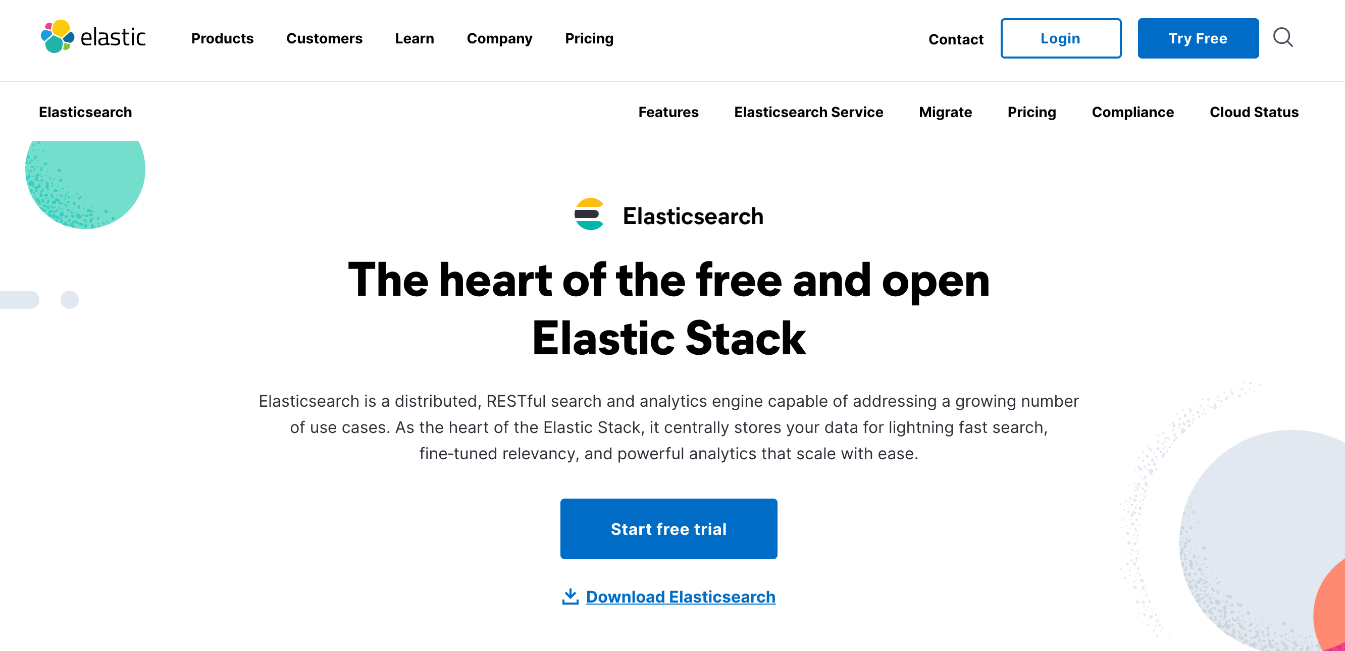 Elasticsearch home page