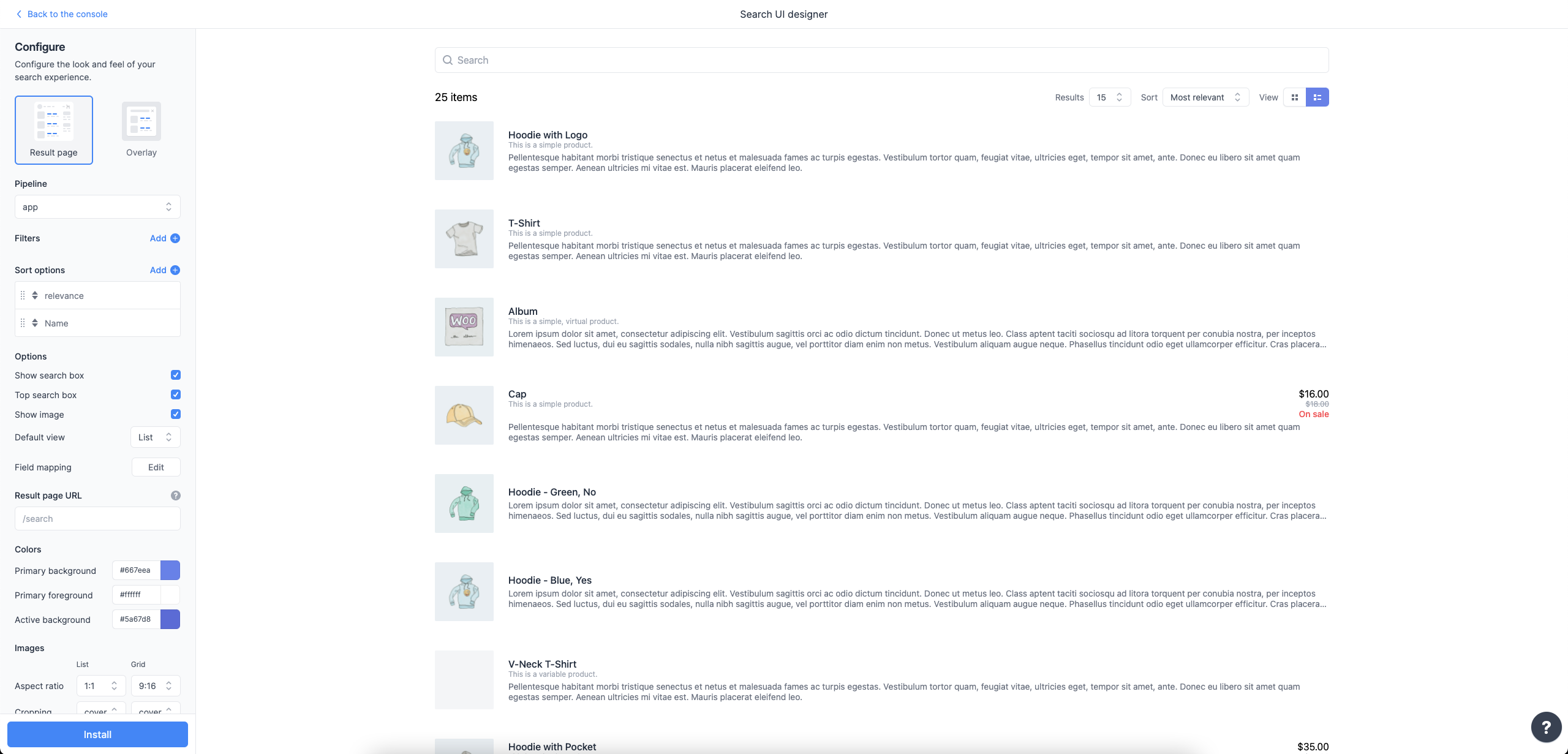 Designing the search experience with Sajari’s "Search UI Designer"