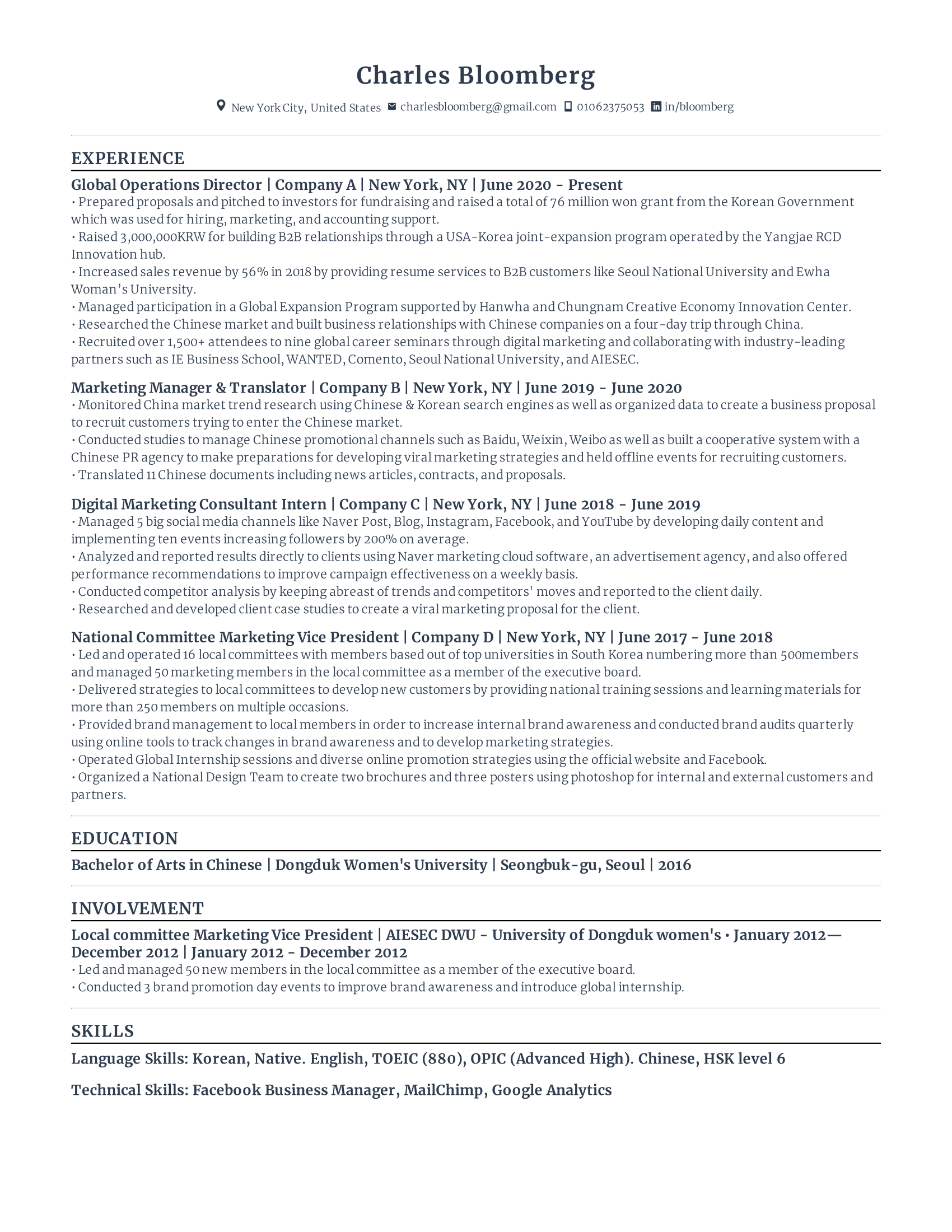 Ats resume example