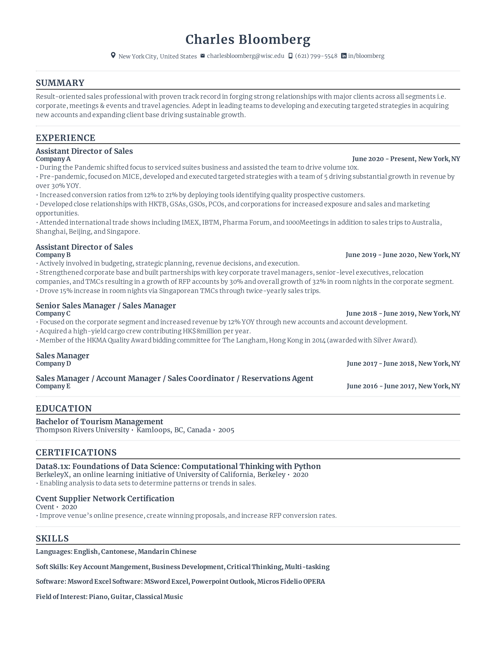 Assistant director of sales