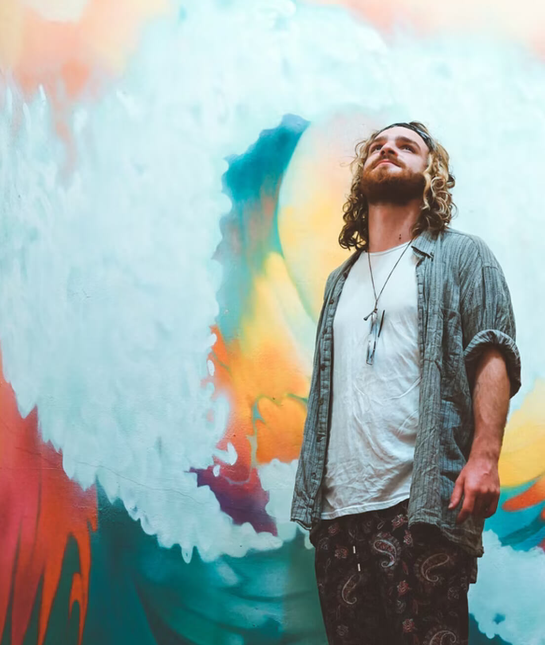 Artist and his painting.
