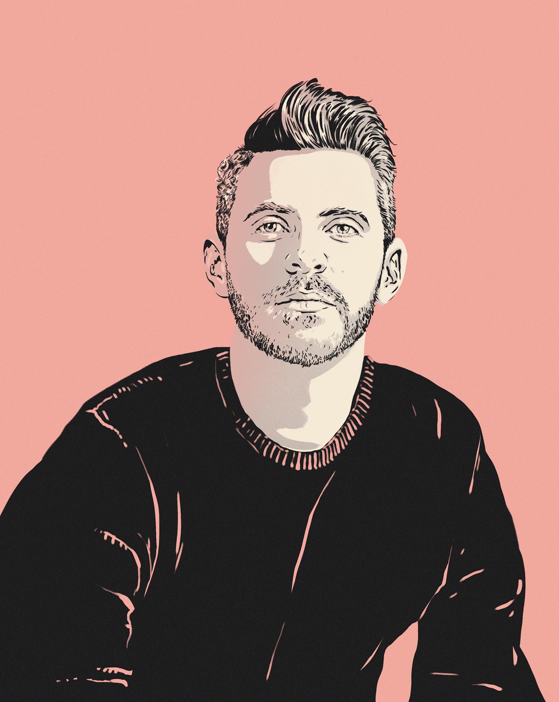 An illustrated portrait if Christian Buer.
