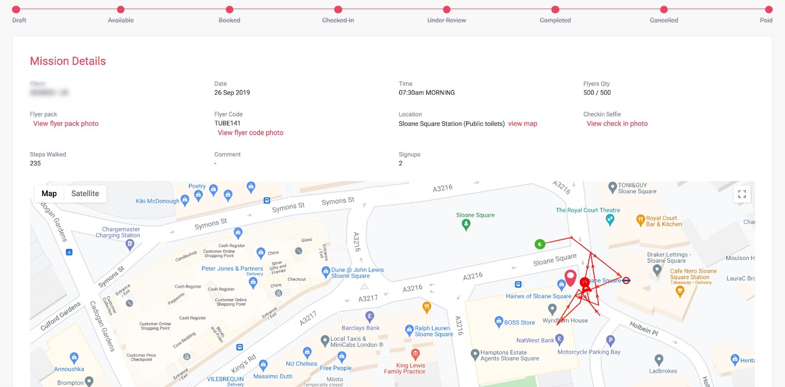 Customers can track ambassadors through GPS in real-time.