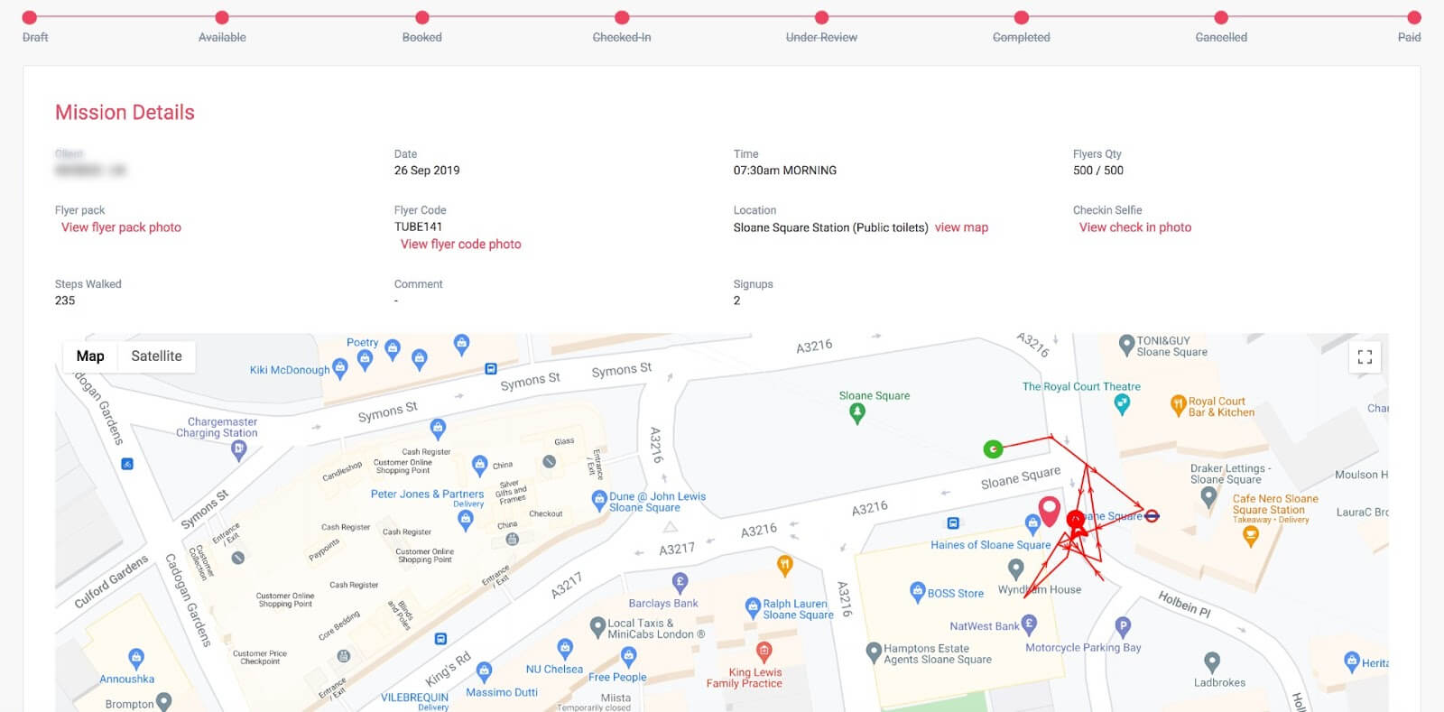 Customers can track ambassadors through GPS in real-time.