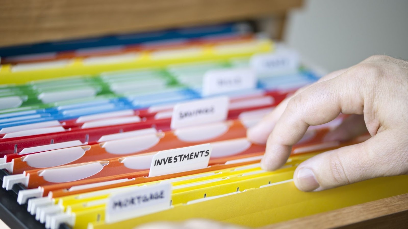 business folders divided by category