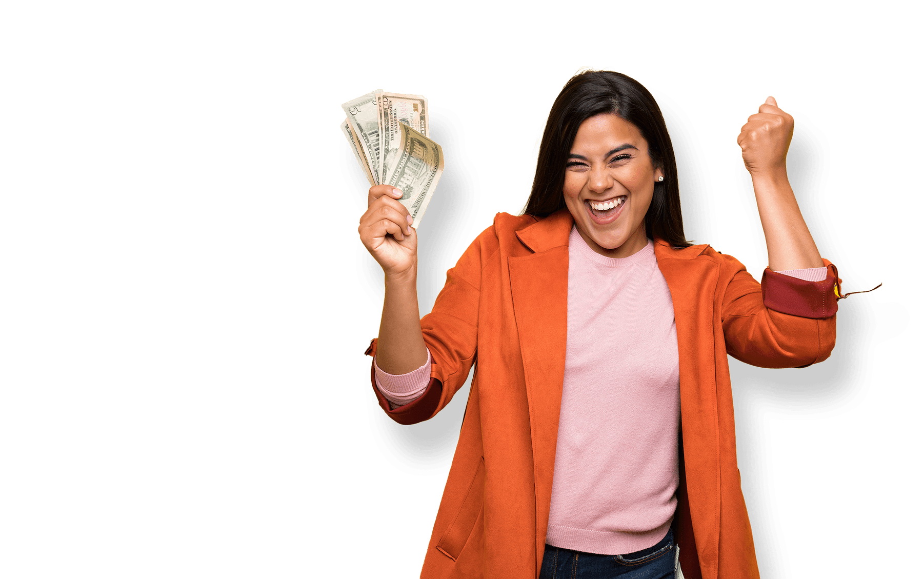Girl Celebrating with Cash
