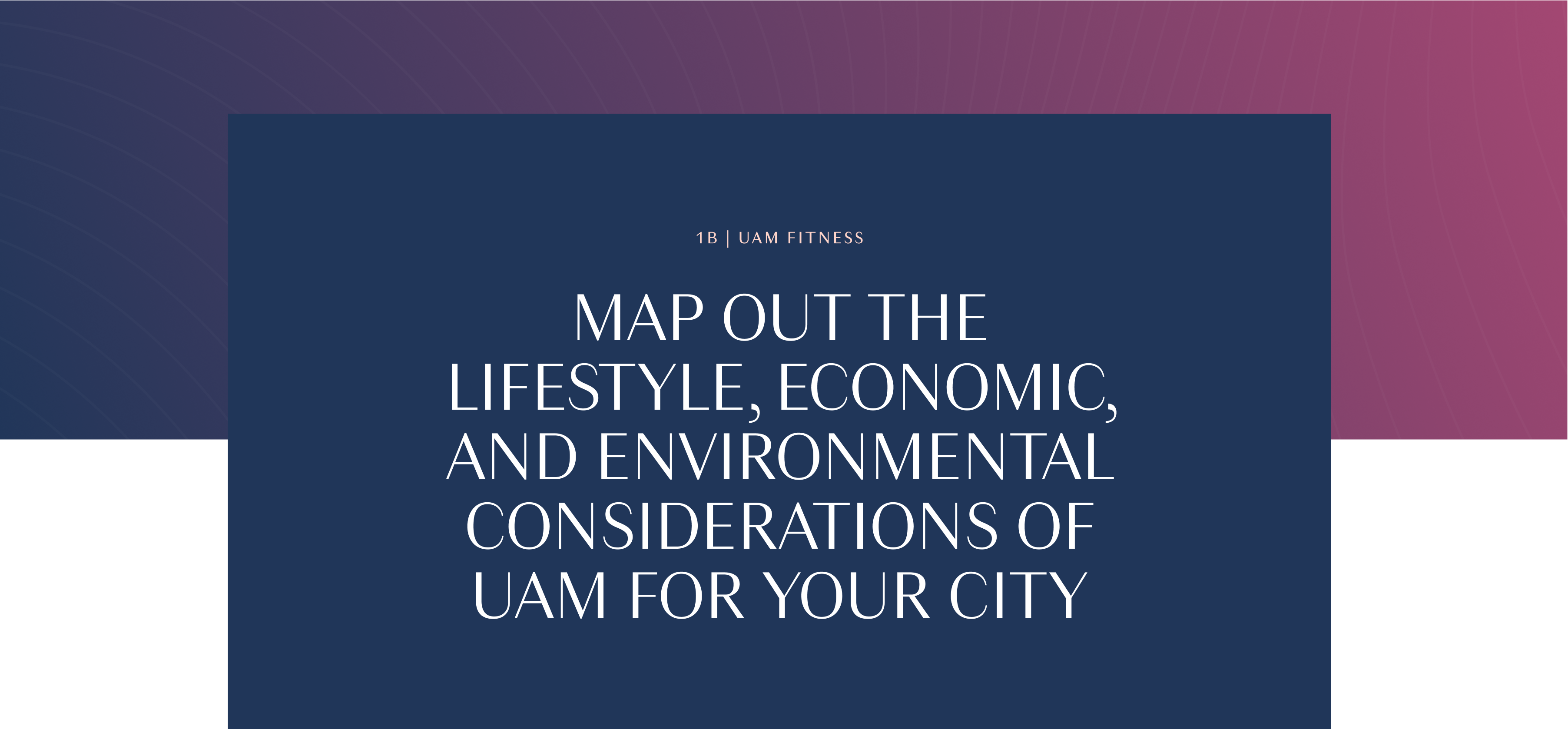 "Map out the Lifestyle, Economic, and Environmental Considerations of Urban Air Mobility for your city"