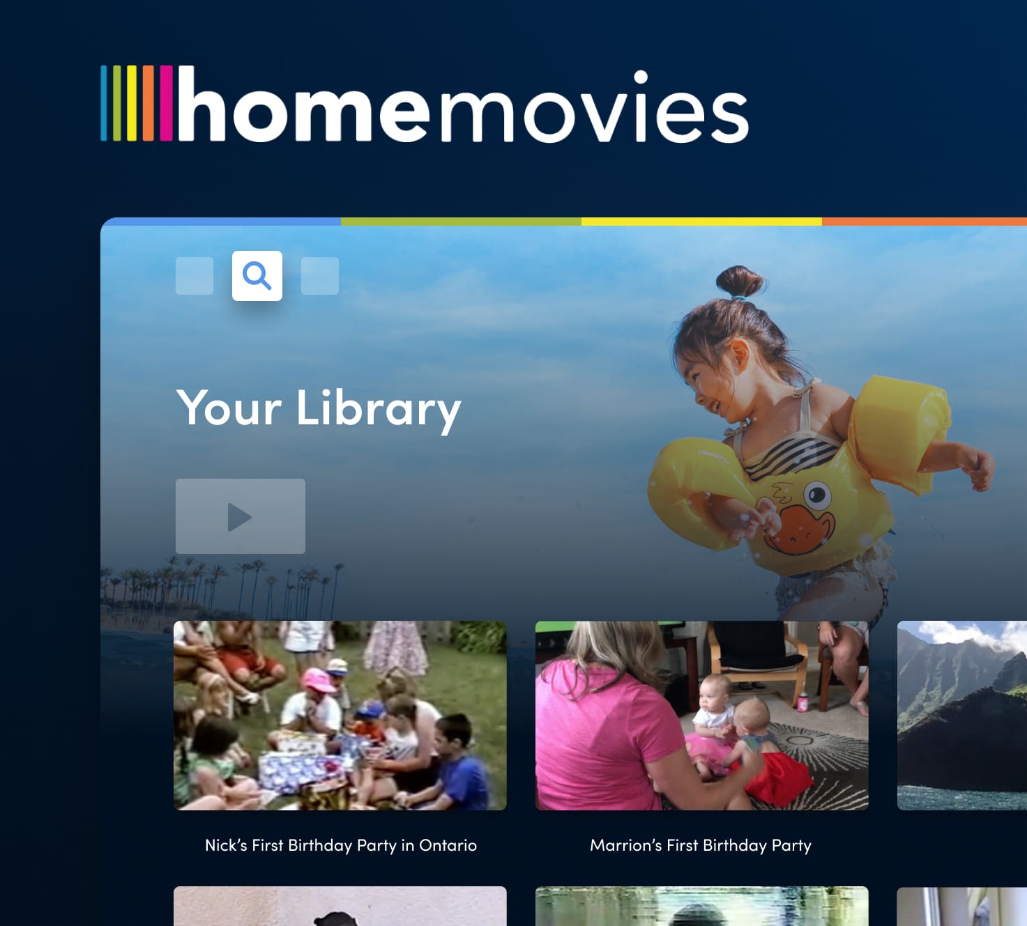 A mockup of the Home Movies tv app.