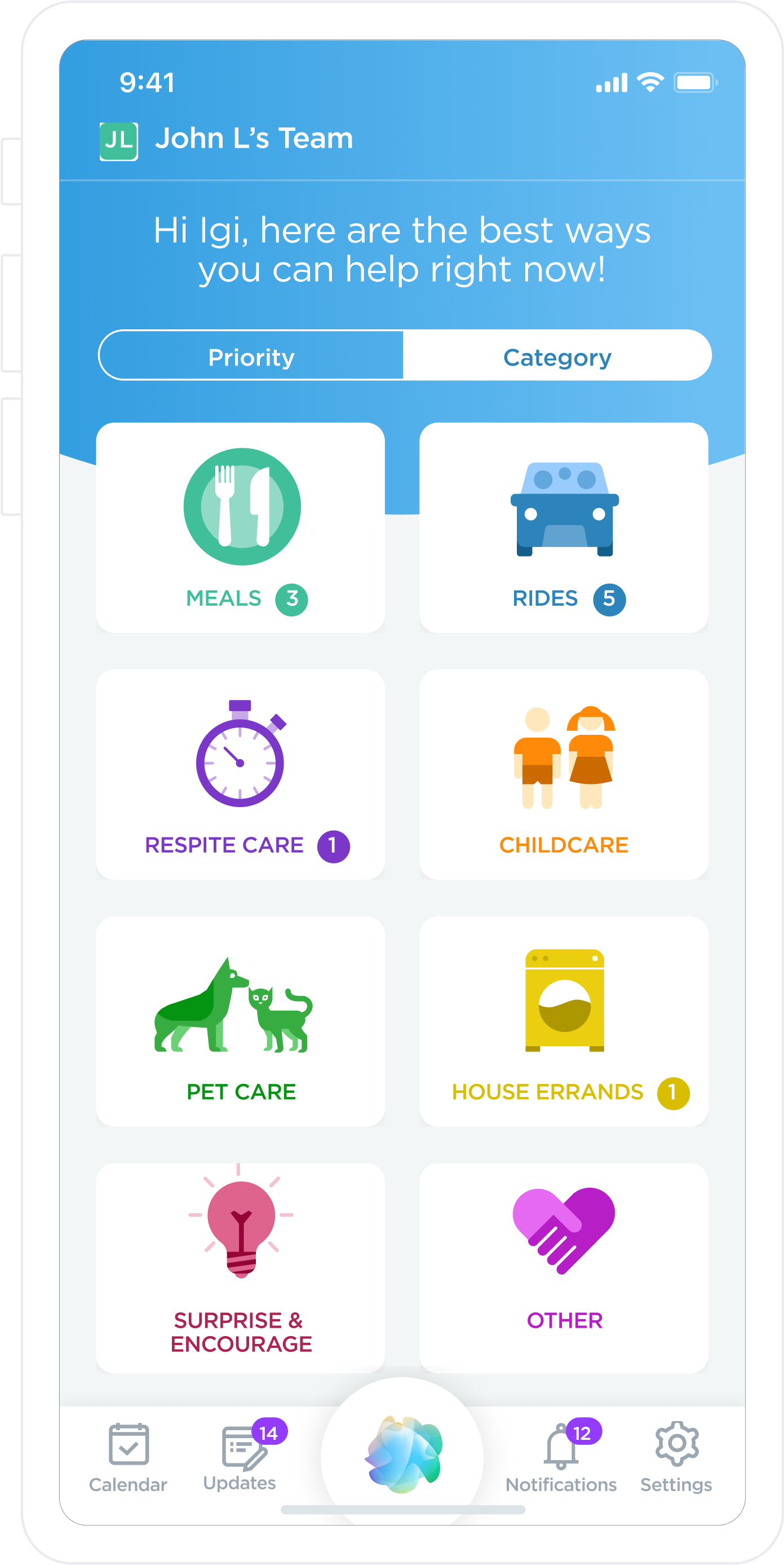 Screenshot of the ianacare mobile app design.