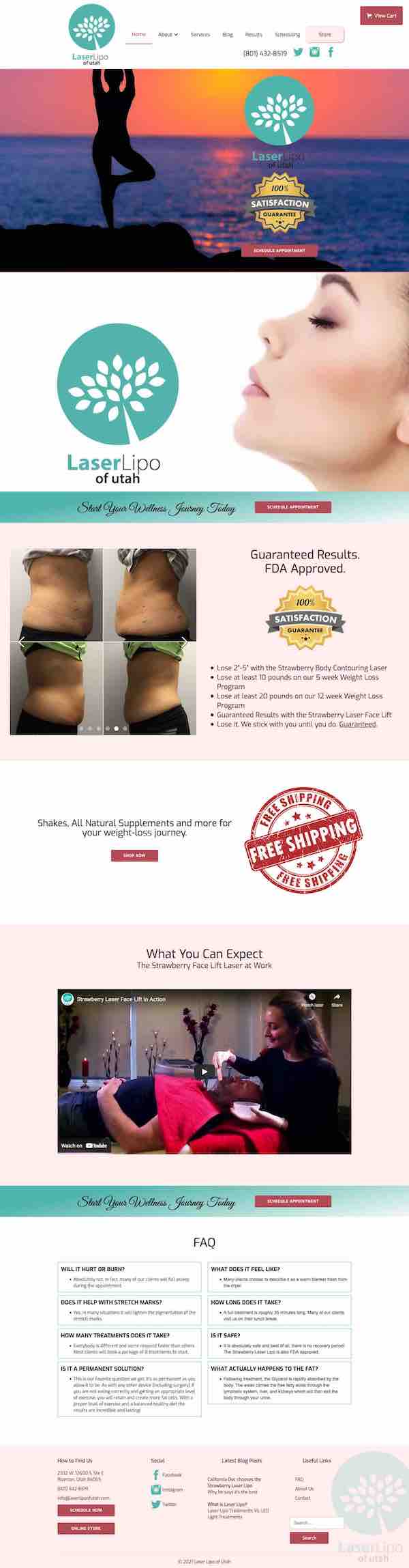 Full page screenshot of the Utah Laser Lipo website showing all kinds of design prowess and finesse.