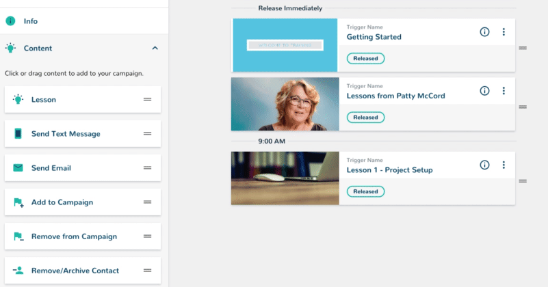 ConveYour UX of Dragging and dropping a lesson into a campaign