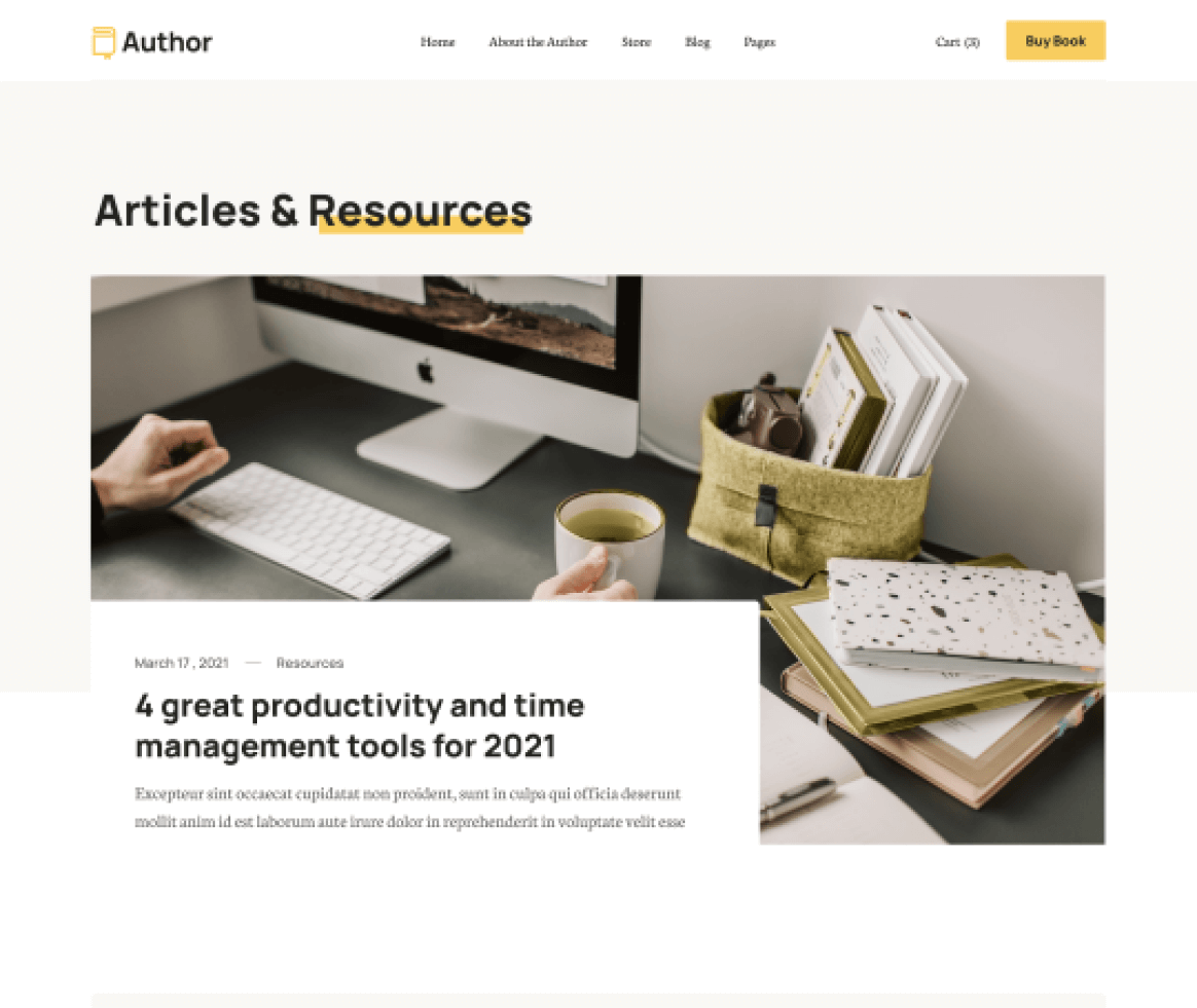 Author - Blog page - Book Webflow Template