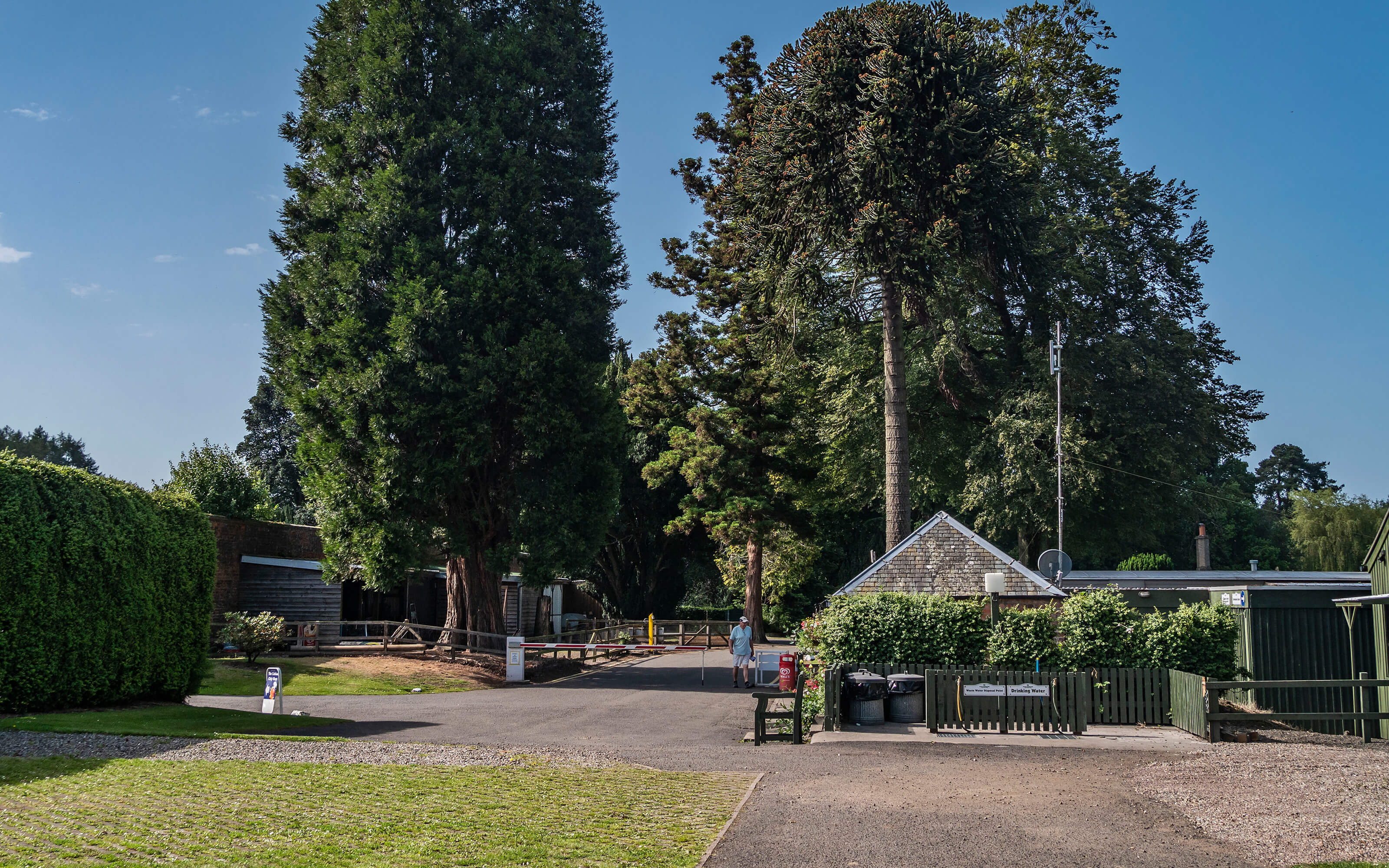 The entrance gate and office building.