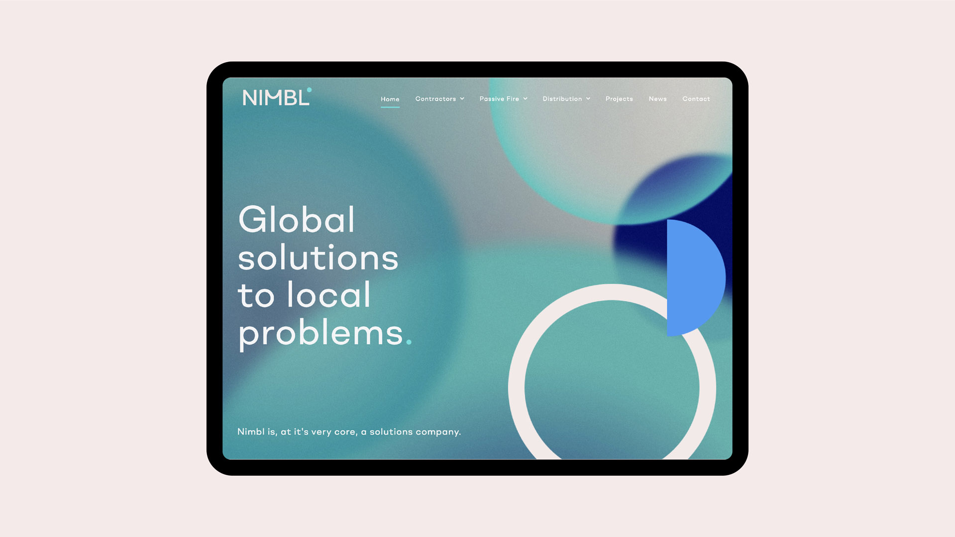 Nimbl website's homepage on iPad