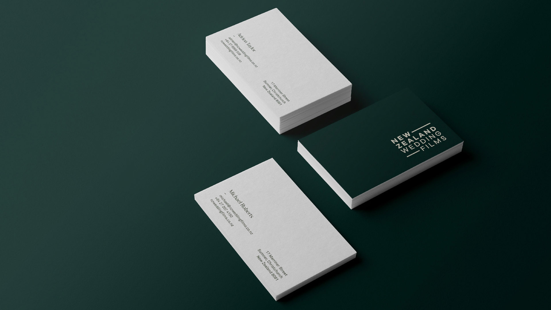 New Zealand Wedding Films business card design