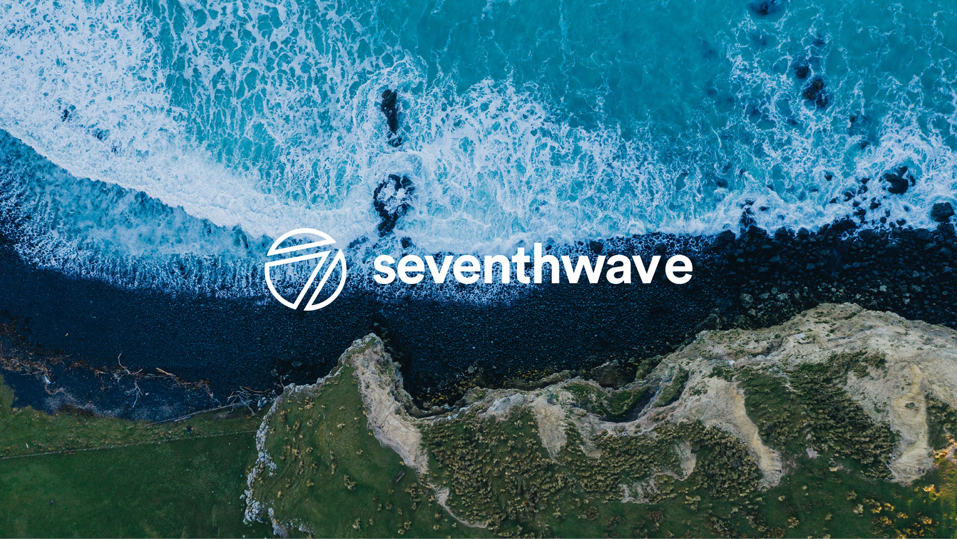 Seventhwave logo design on beach