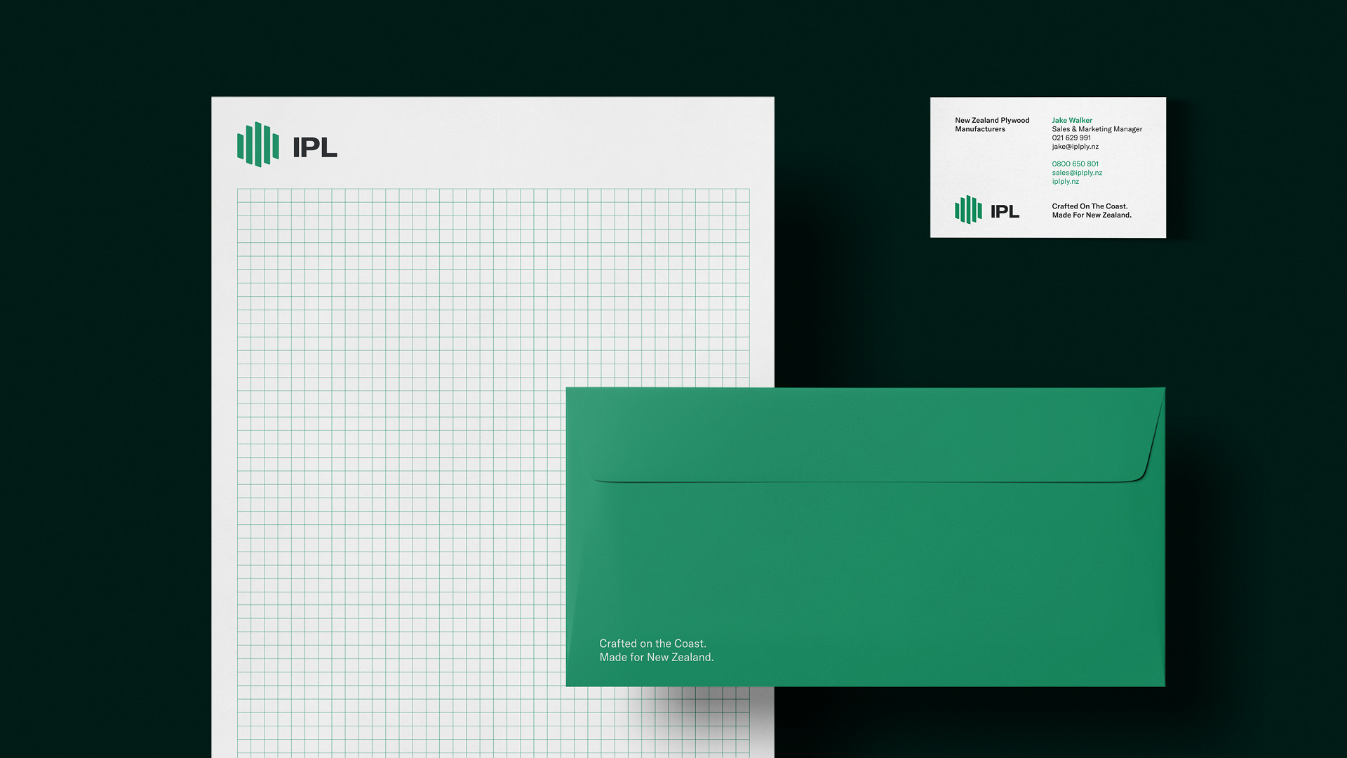 IPL letterhead, envelope and business card design