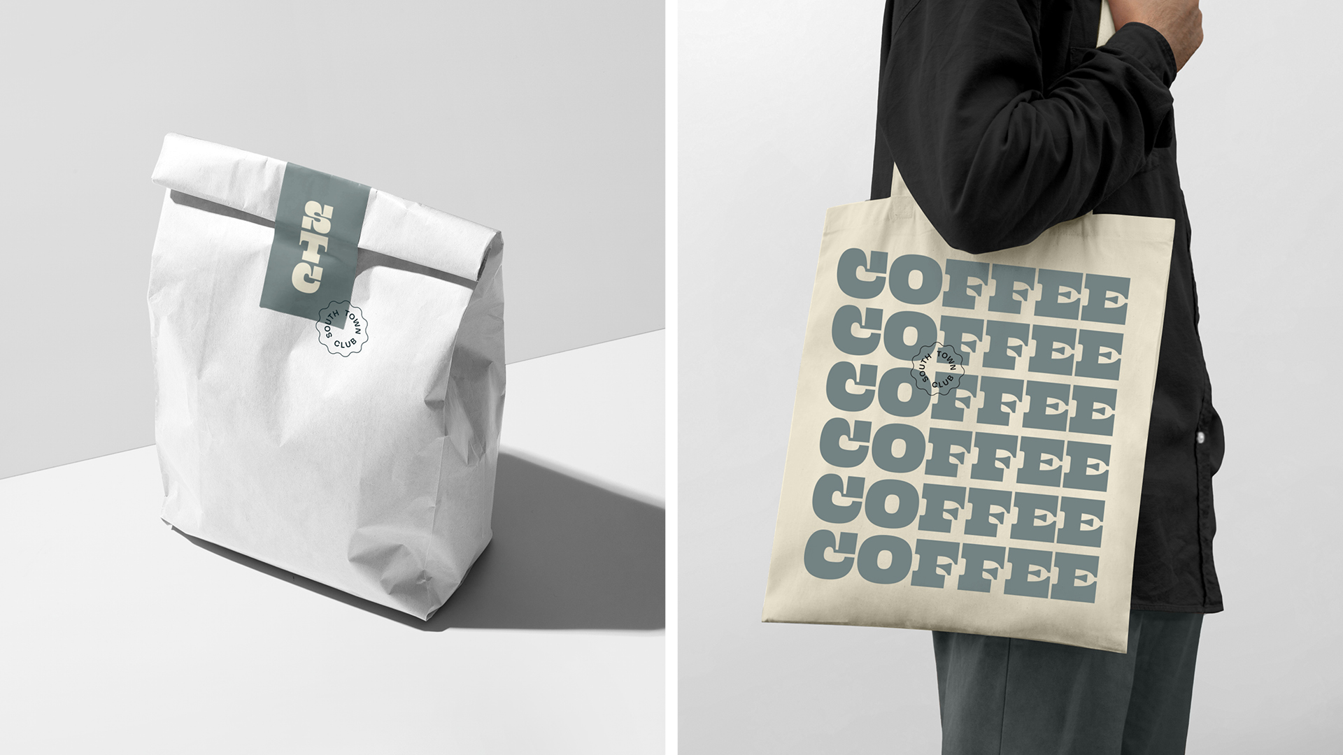 South Town Club coffee and tote bag design