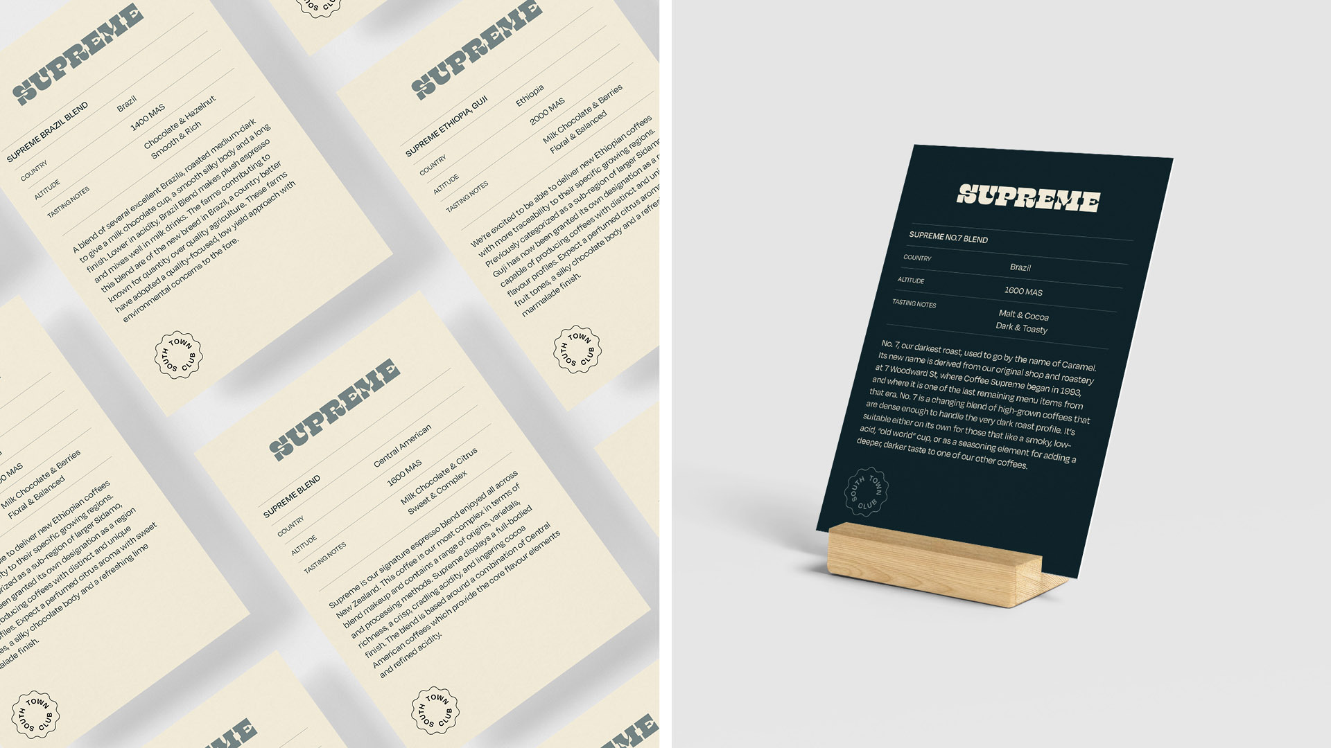 South Town Club drinks menu design