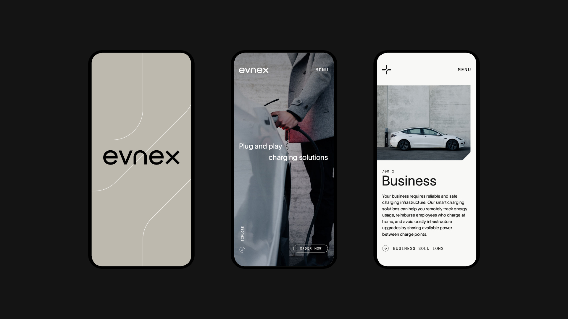 Evnex Webflow mobile website design