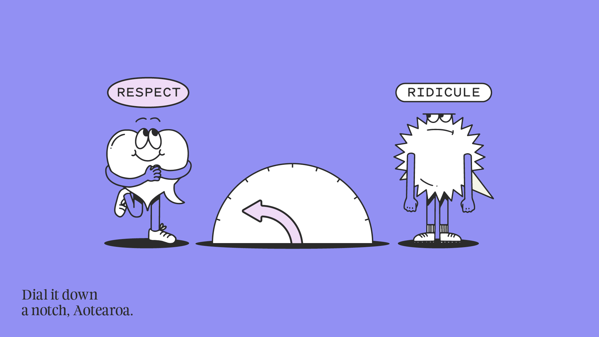 Dial It Down purple illustration