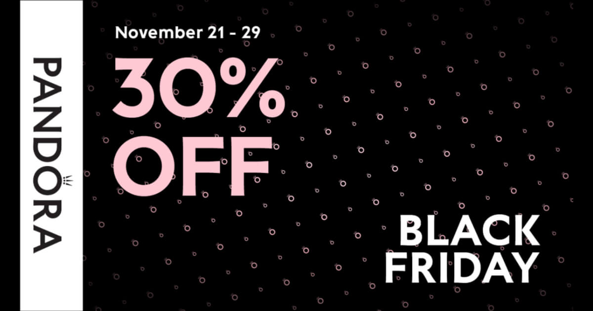 Black background with pink and letters saying "November 21-29 30% off Black Friday"