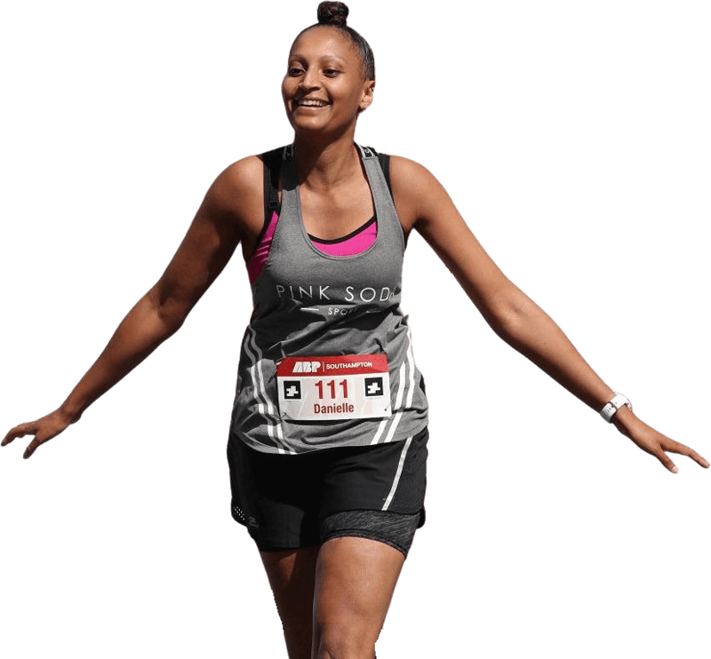 Young woman running a marathon