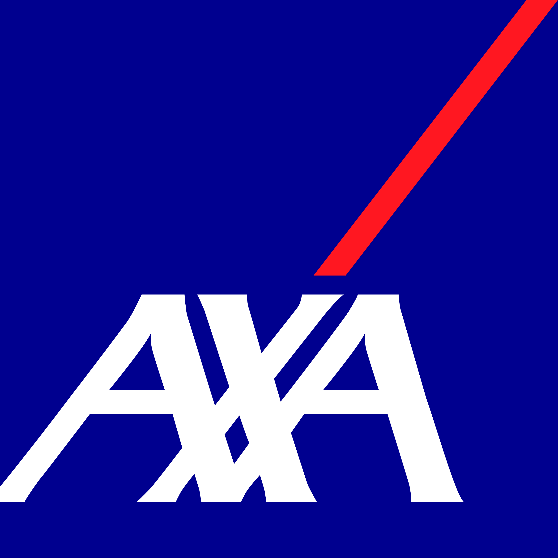 blue rectangle with AXA in wight
