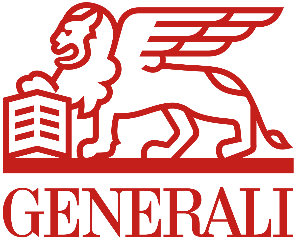 Generali logo : a lion with wings with its paw on a book