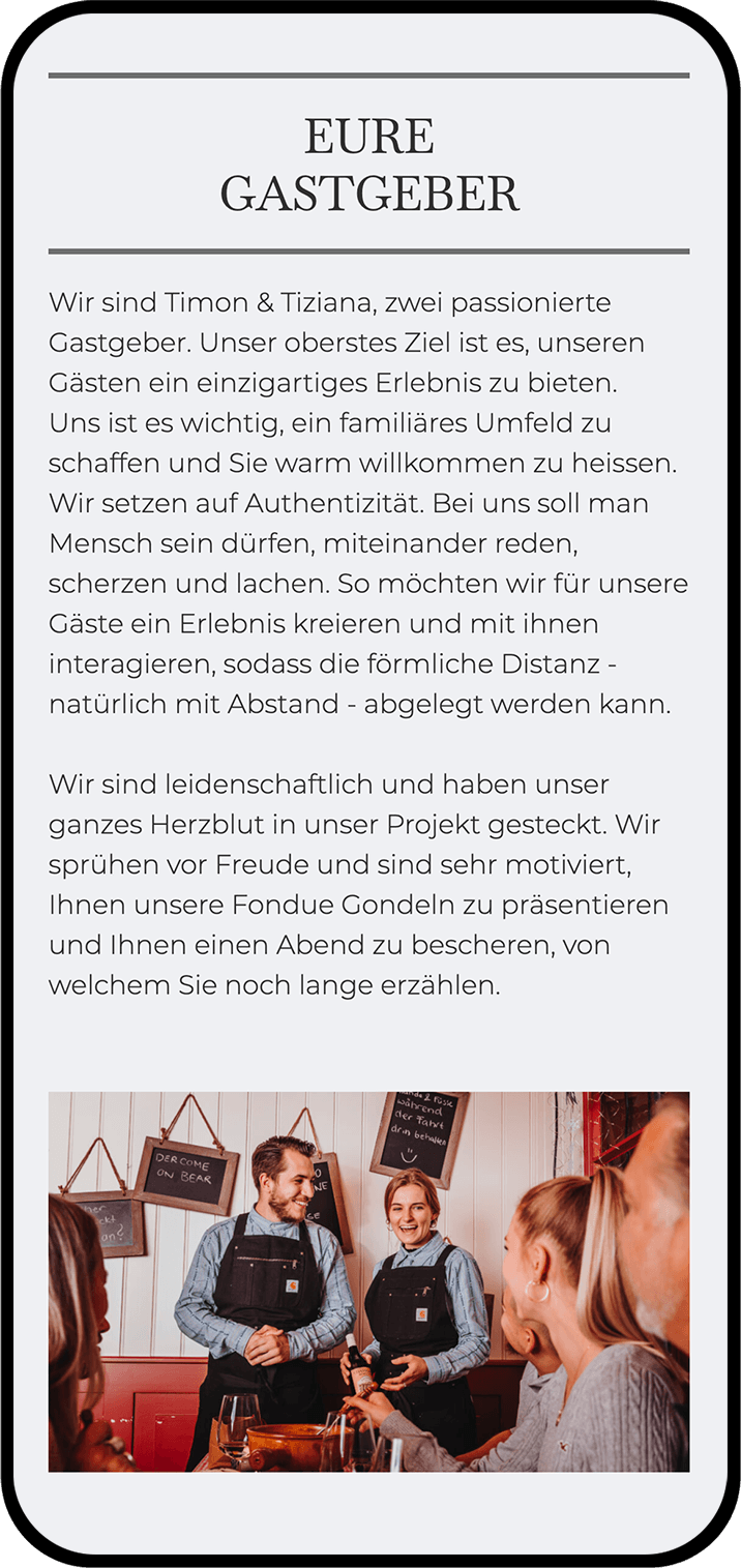 Screenshot der Website www.fonduegondeln.ch
