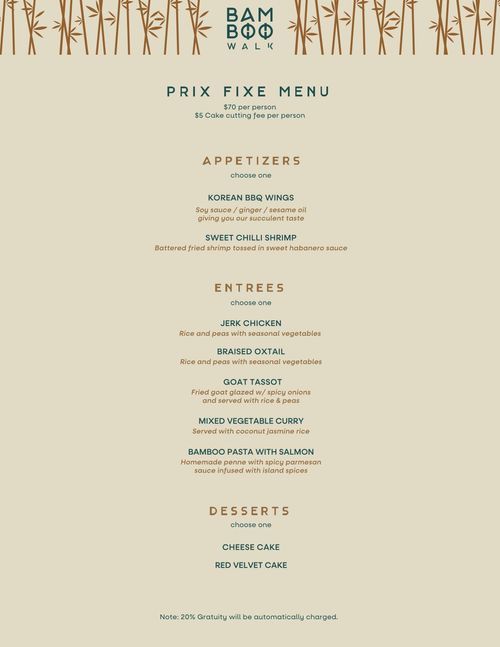 BAMBOO WALK Traditional Caribbean cuisine infused with unexpected