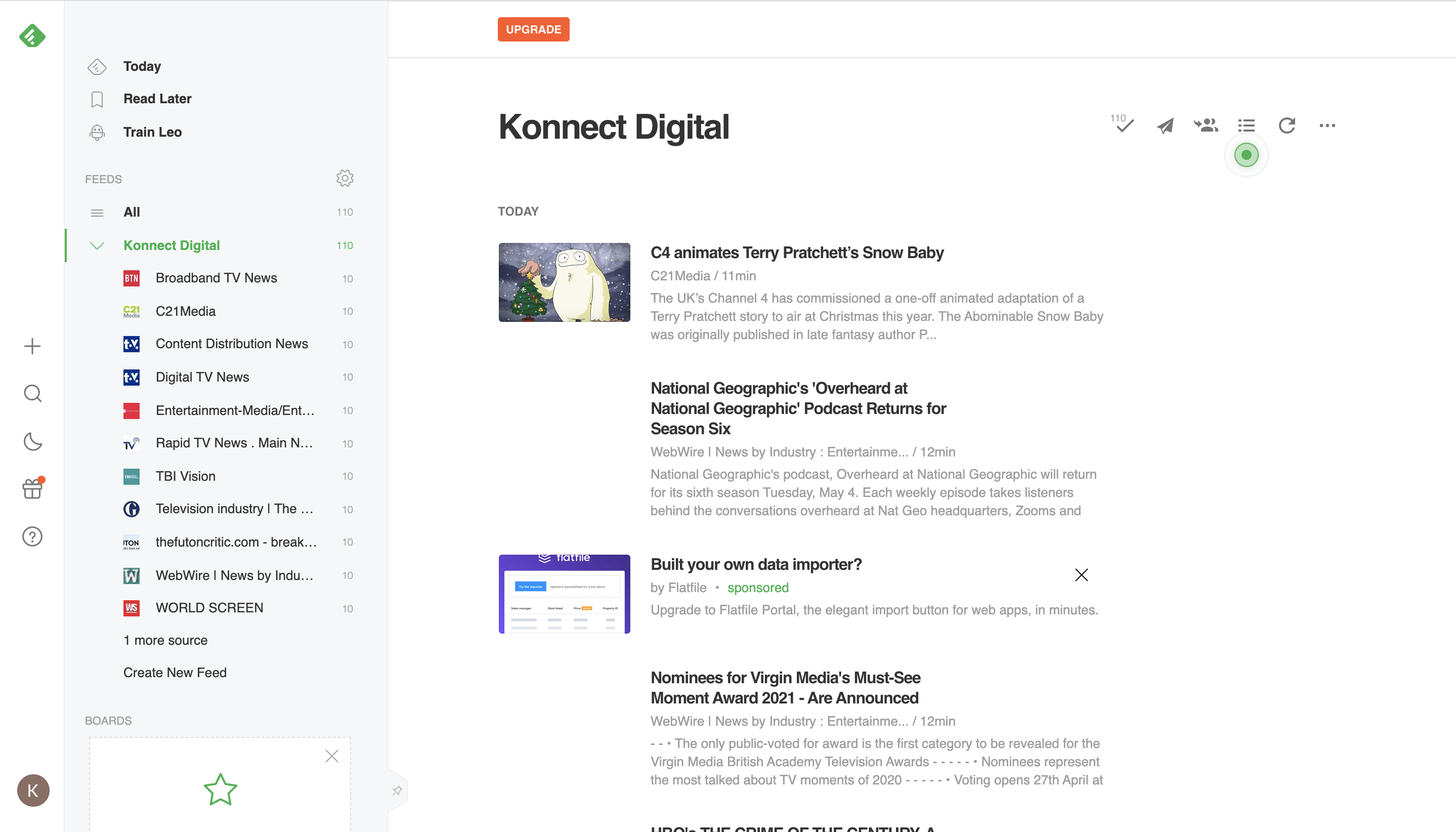 Feedy content for Konnect Digital